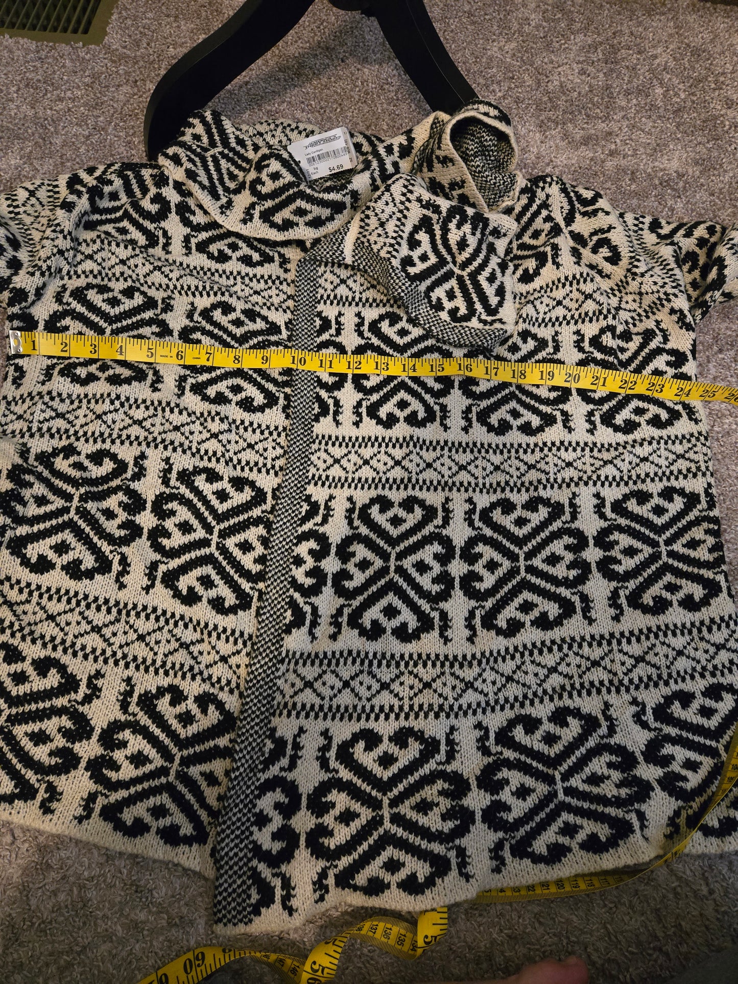 Papaya Knit Cardigan Black And White Medium