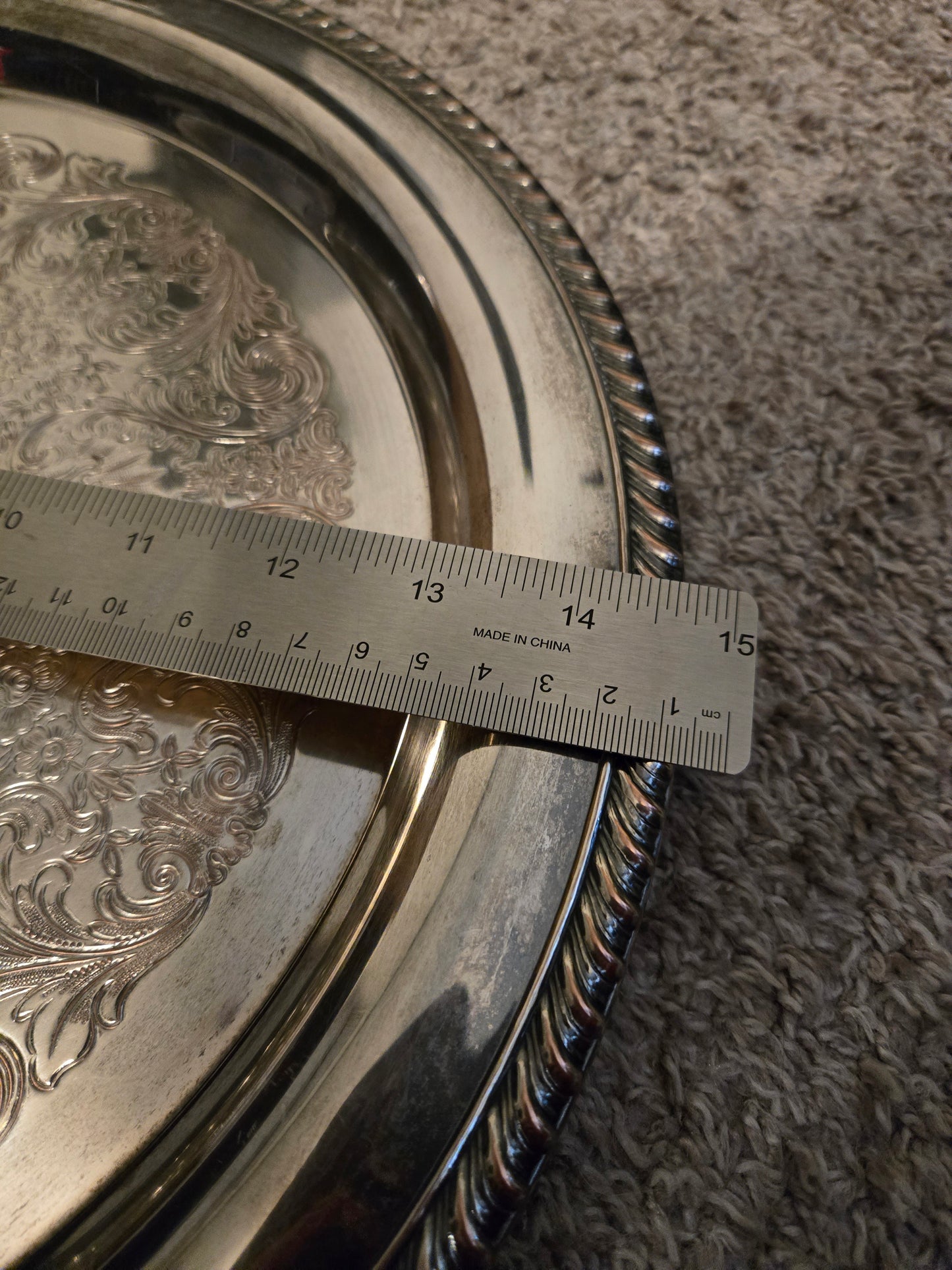 Silver Plated 14.5 In Serving Tray 10th Anniversary Credithrift