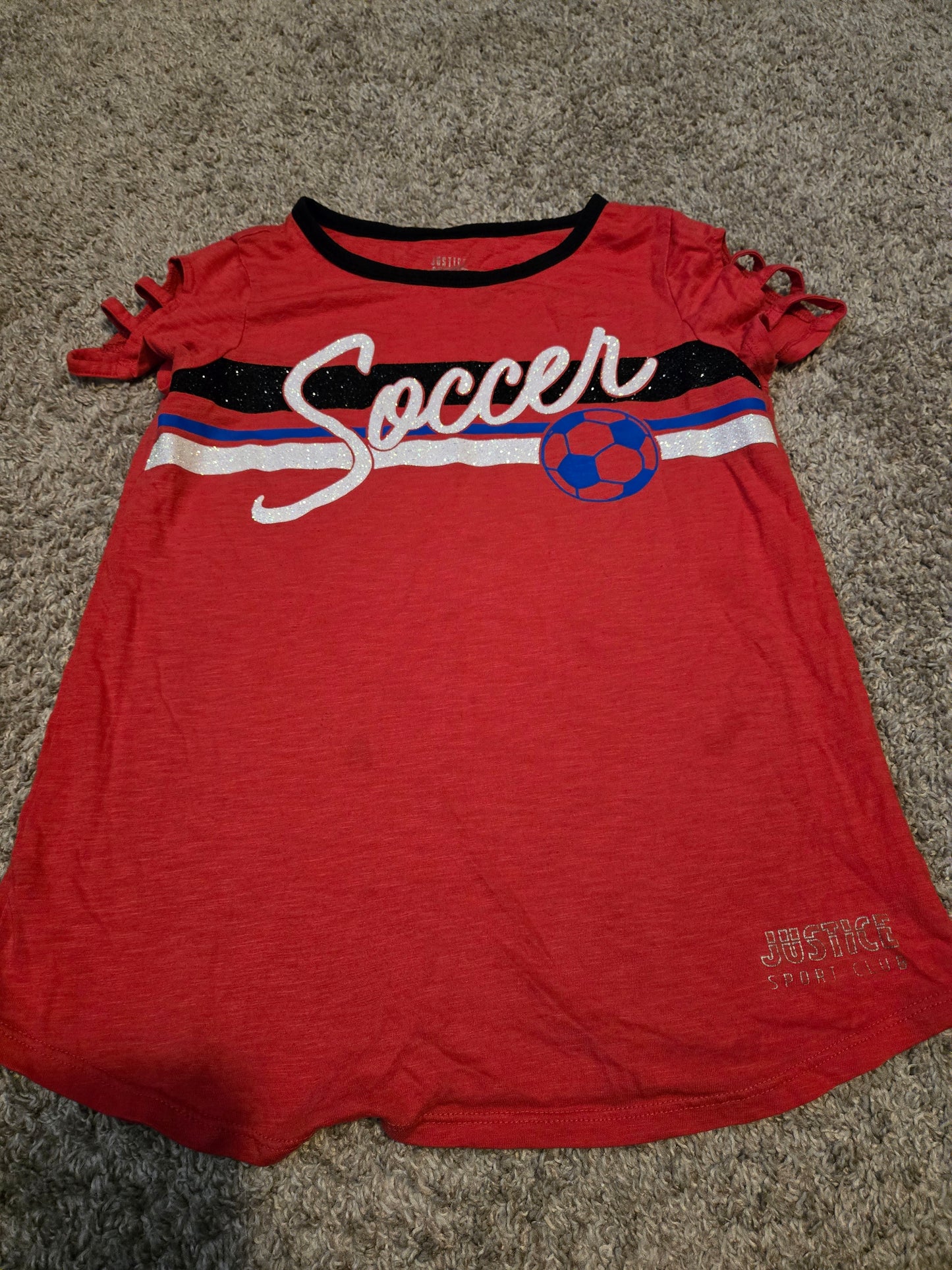 Justice Active Red Soccer Short Sleeve TShirt