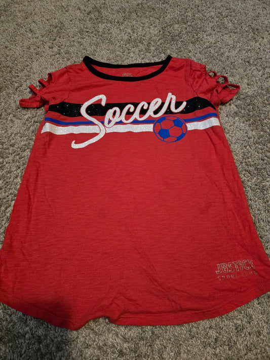 Justice Active Red Soccer Short Sleeve TShirt