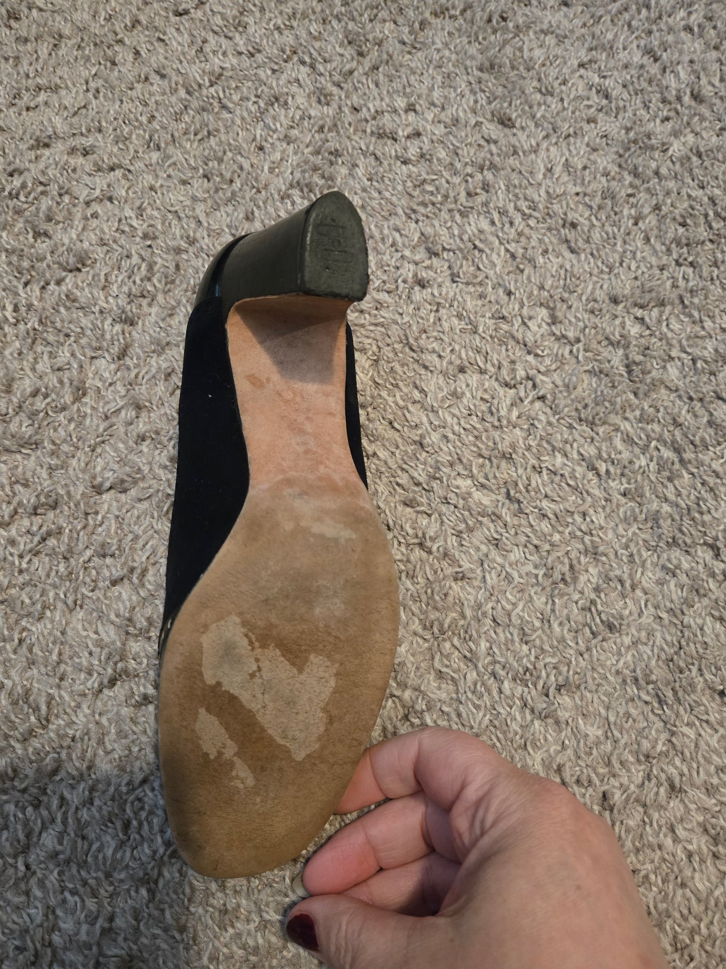 Saks Fifth Ave Navy Blue Felt High Heels