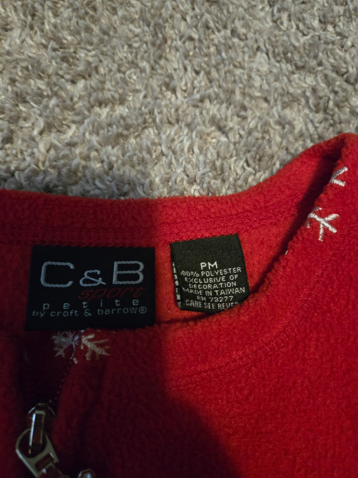 C&B Sport Petite Fleece Zip Up Long Sleeve Red Sweater