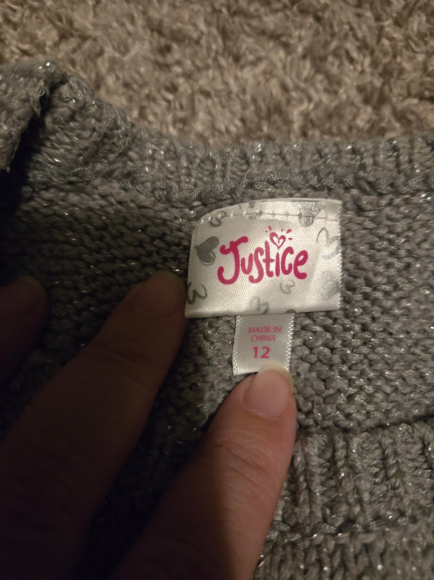 Justice Gray and Blue Knit Sweater