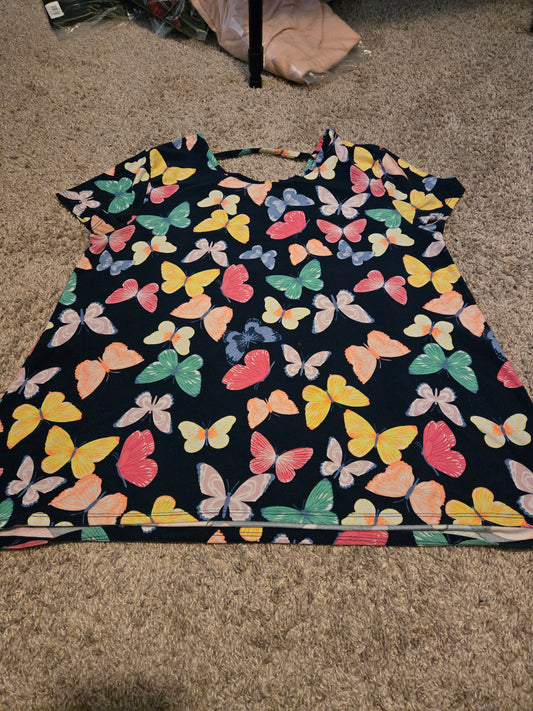 Wonder Nation Butterfly Shirt Top Shirt Girls Black XL (14-16)
