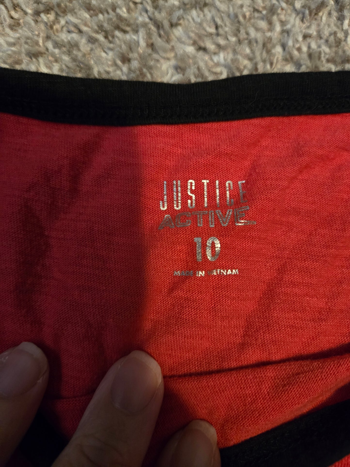 Justice Active Red Soccer Short Sleeve TShirt