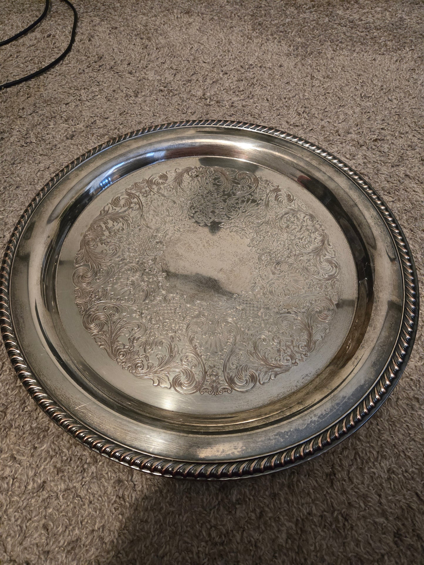 Silver Plated 14.5 In Serving Tray 10th Anniversary Credithrift