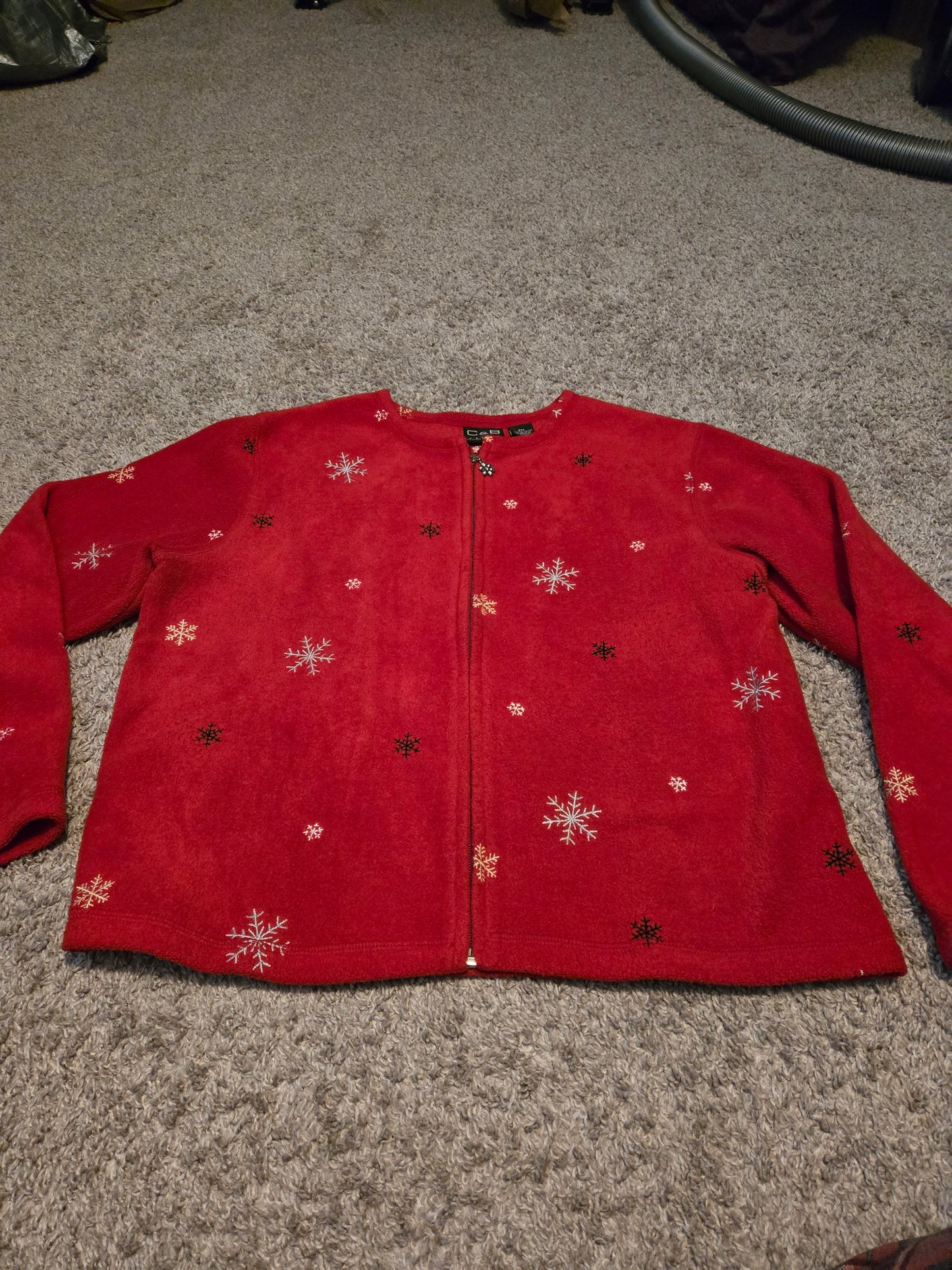 C&B Sport Petite Fleece Zip Up Long Sleeve Red Sweater