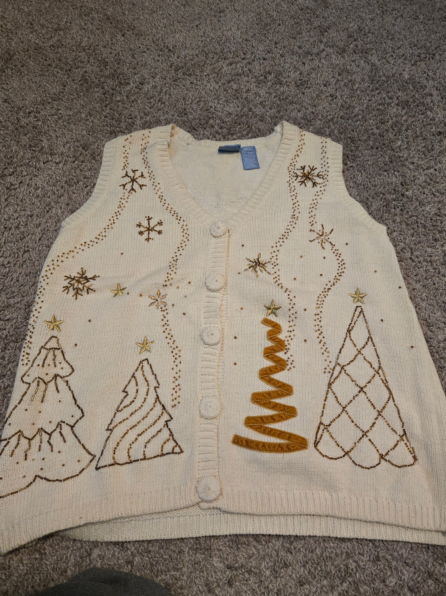 Holiday Button Up Vest Medium  Knit