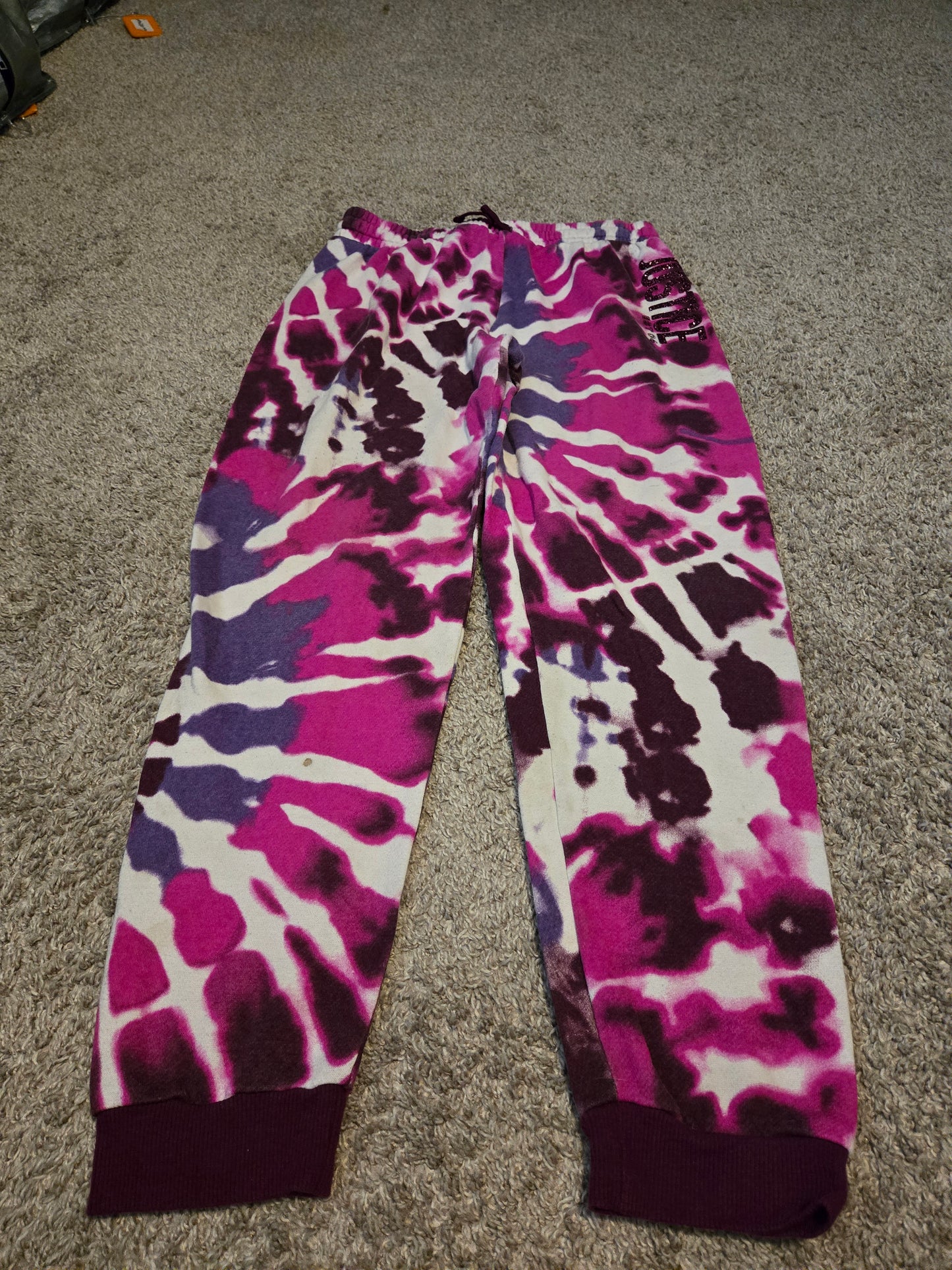 Girls Justice Sweat Pants XL Plus Petite,  tie dye, Purple And White