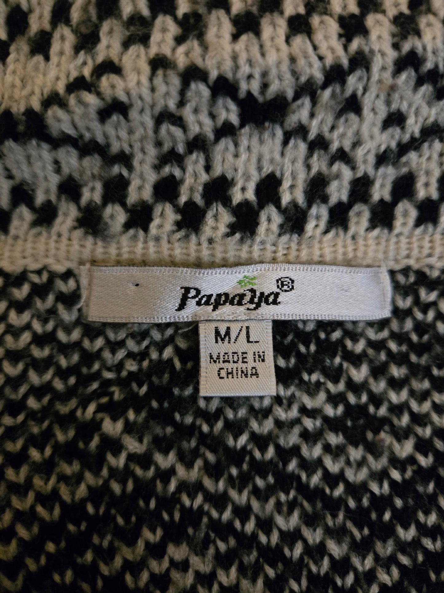 Papaya Knit Cardigan Black And White Medium
