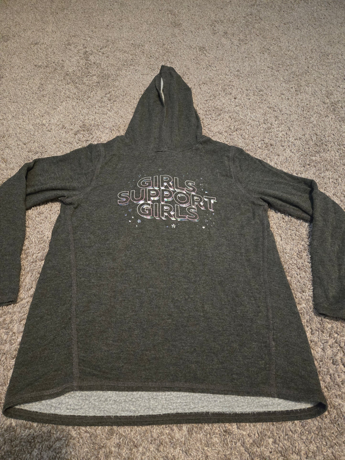 Girls Support Girls Gray Long Sleeve Hooded Sweatshirt