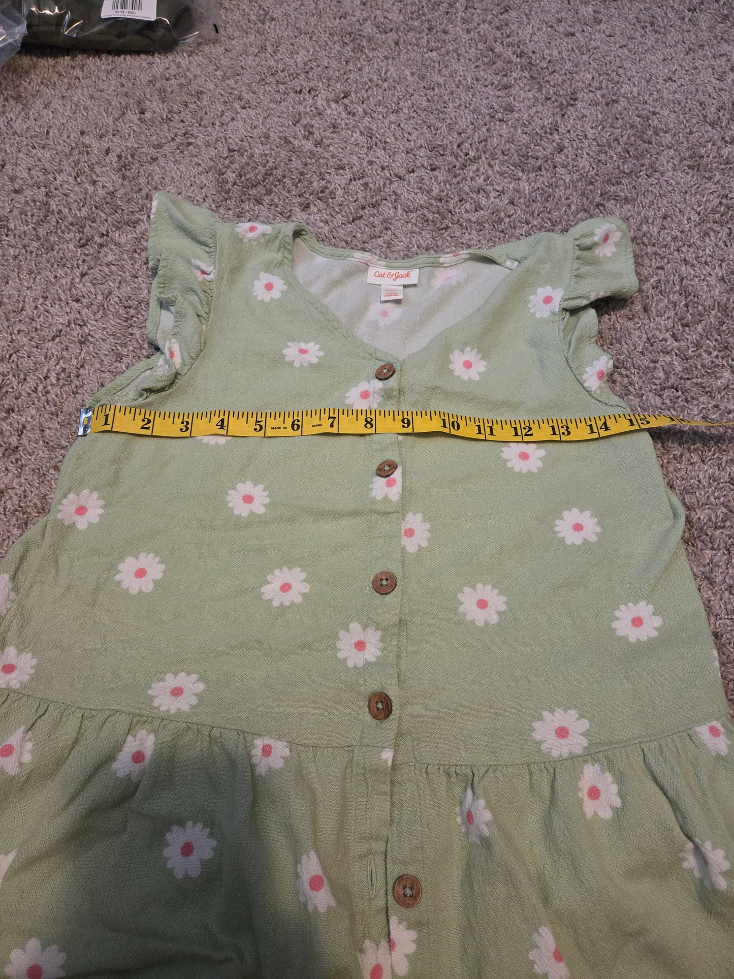 Cat & Jack Girls Green  Floral Print Dress Size XLarge