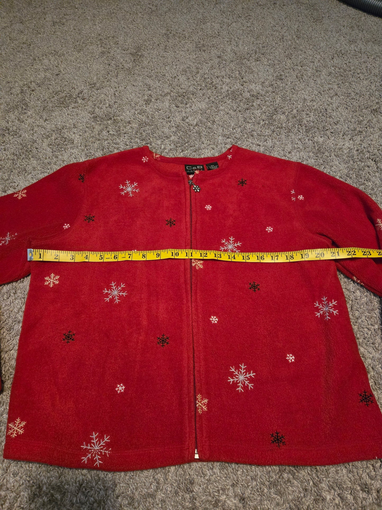 C&B Sport Petite Fleece Zip Up Long Sleeve Red Sweater
