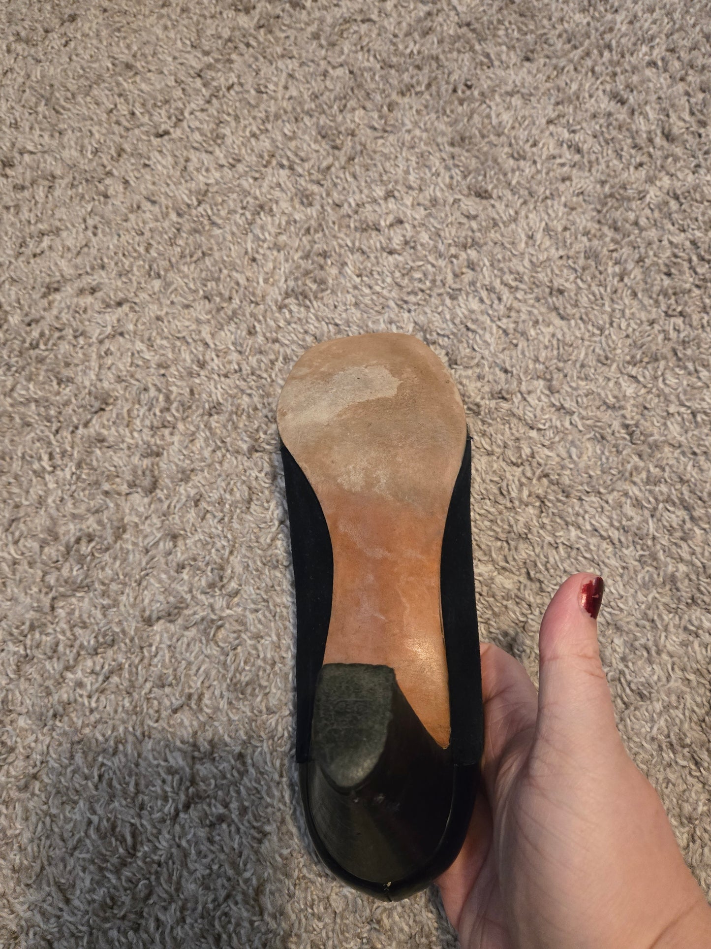 Saks Fifth Ave Navy Blue Felt High Heels
