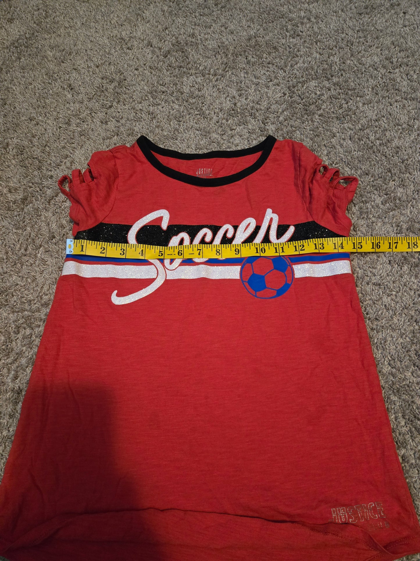 Justice Active Red Soccer Short Sleeve TShirt