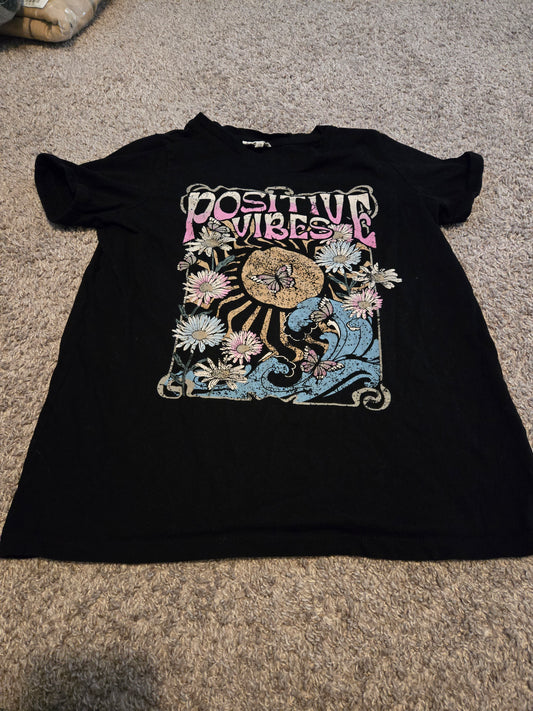 Positive Vibes Black Graphic TShirt  Size M
