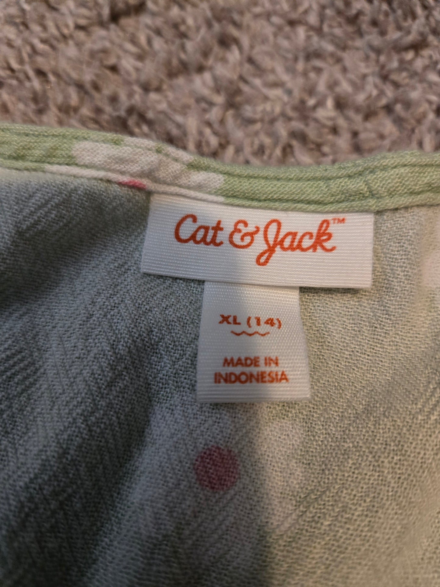 Cat & Jack Girls Green  Floral Print Dress Size XLarge