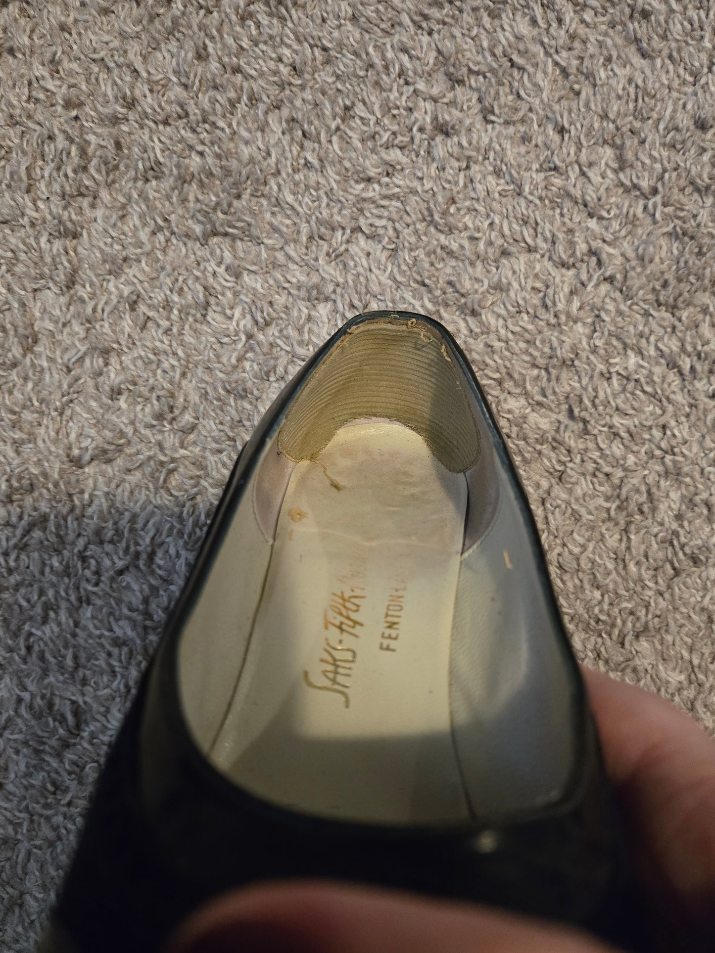 Saks Fifth Ave Navy Blue Felt High Heels