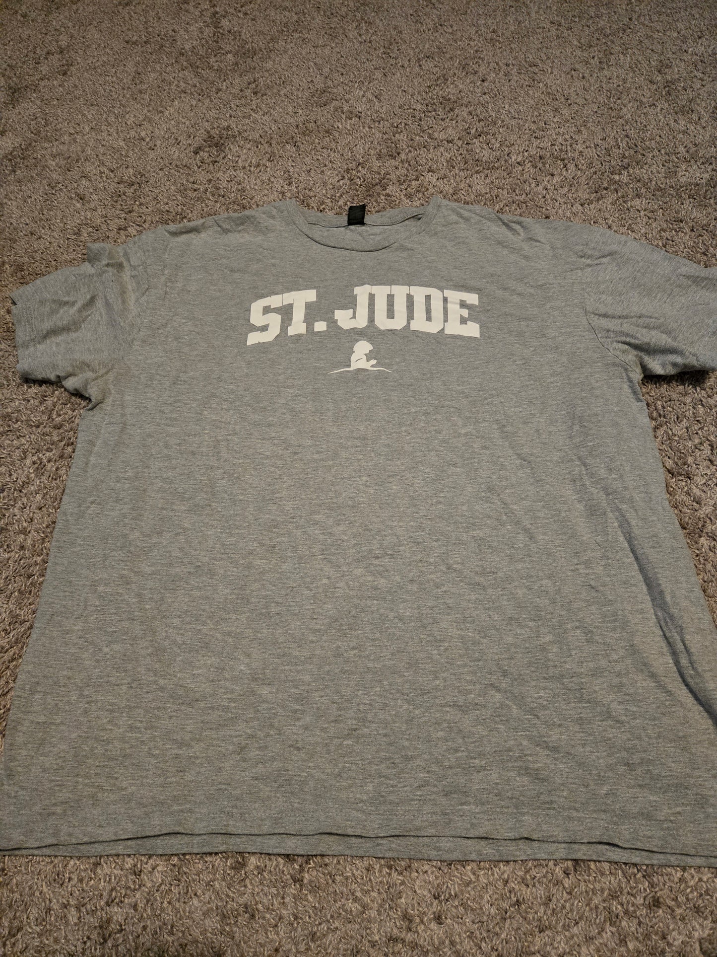 St Jude Womens T-shirt Light Gray Crew Neck Graphic Print Short Sleeve