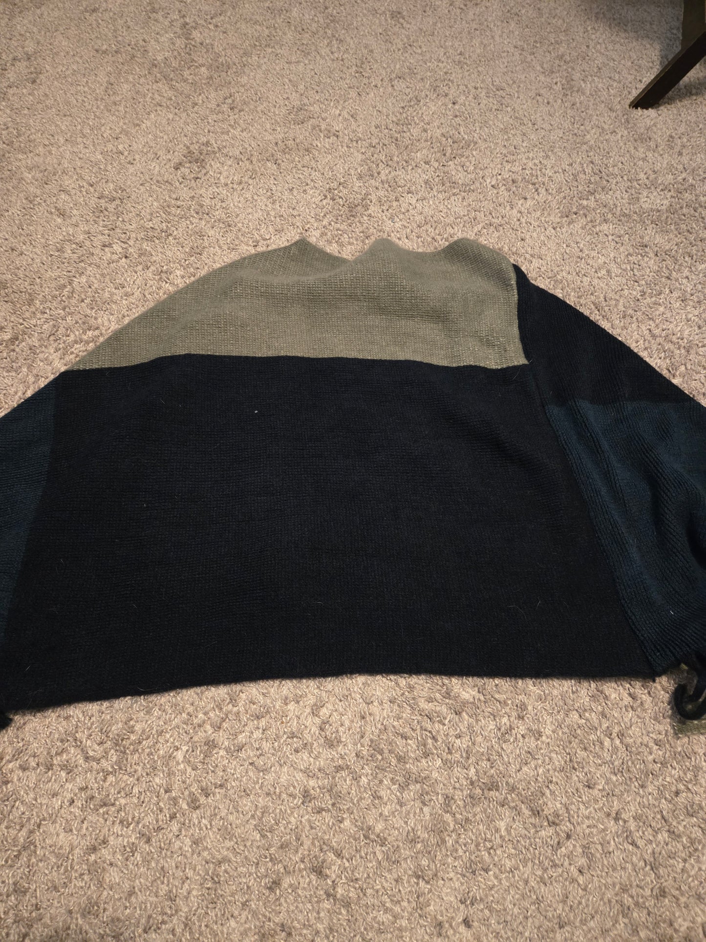 Blue and Gray Striped Sweater Poncho style Cardigan