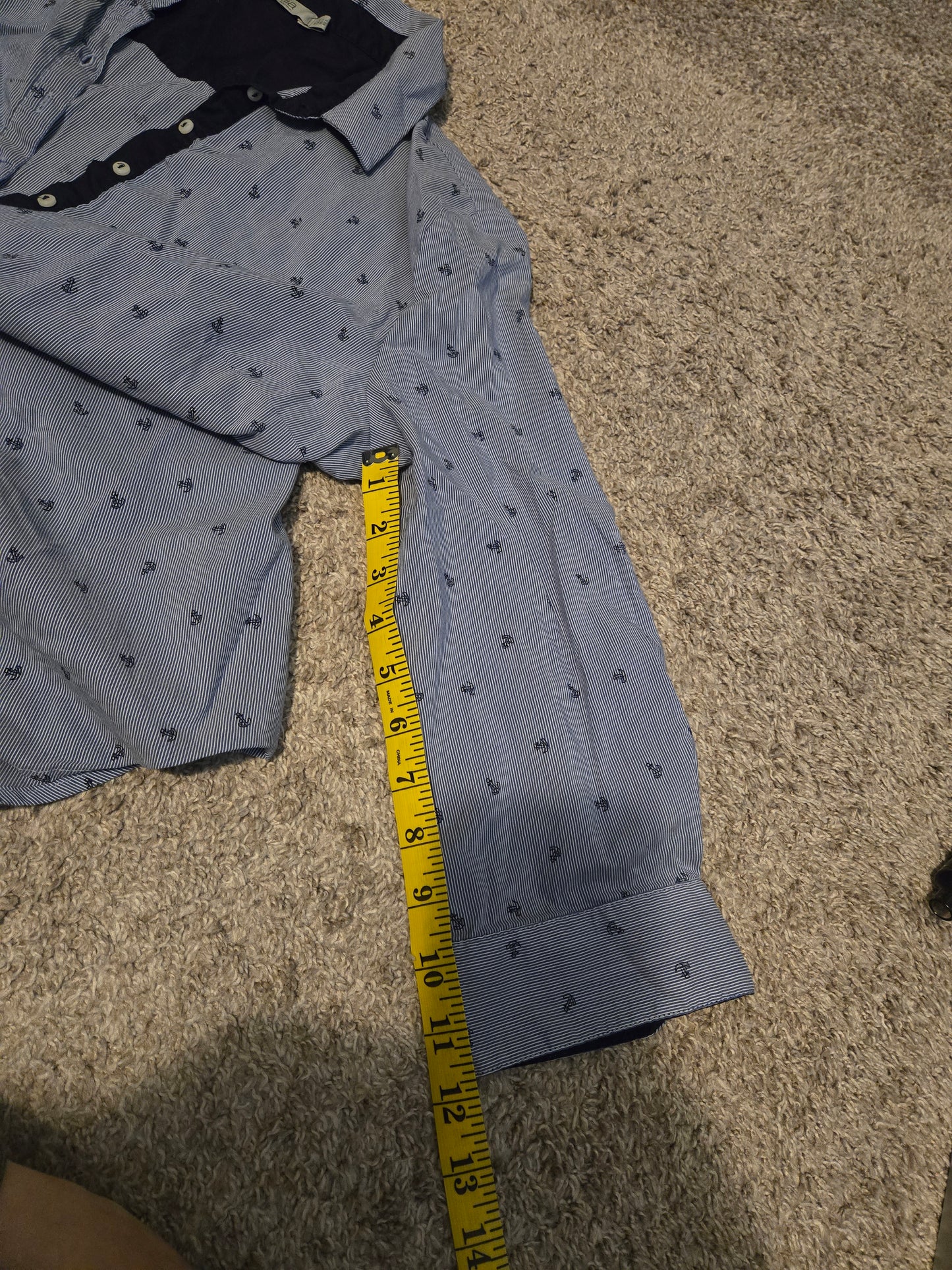Dalia Blue 3/4 Sleeve 1/2 Button Up Shirt