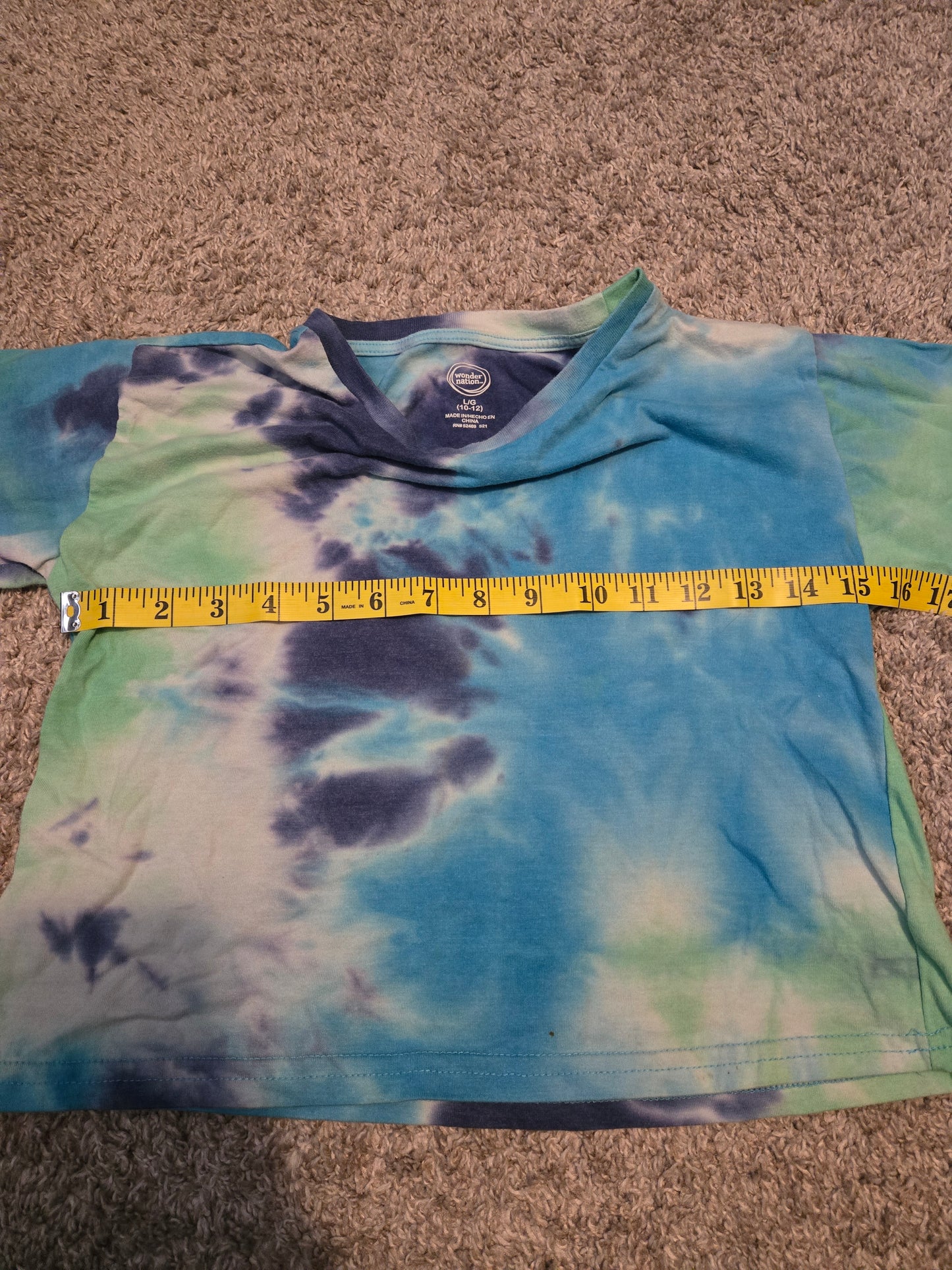 Wonder Nation Blue and Gree Tie Dye Short Sleeve TShirt
