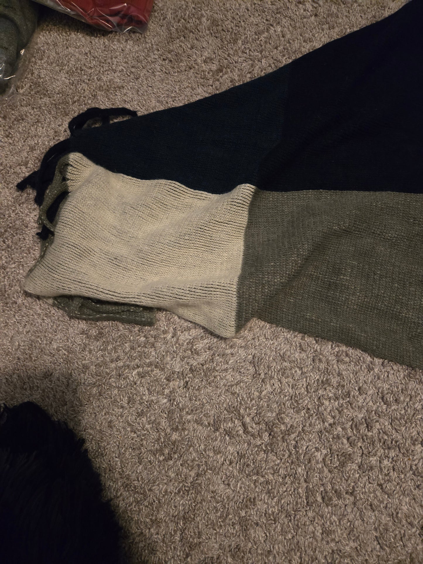 Blue and Gray Striped Sweater Poncho style Cardigan