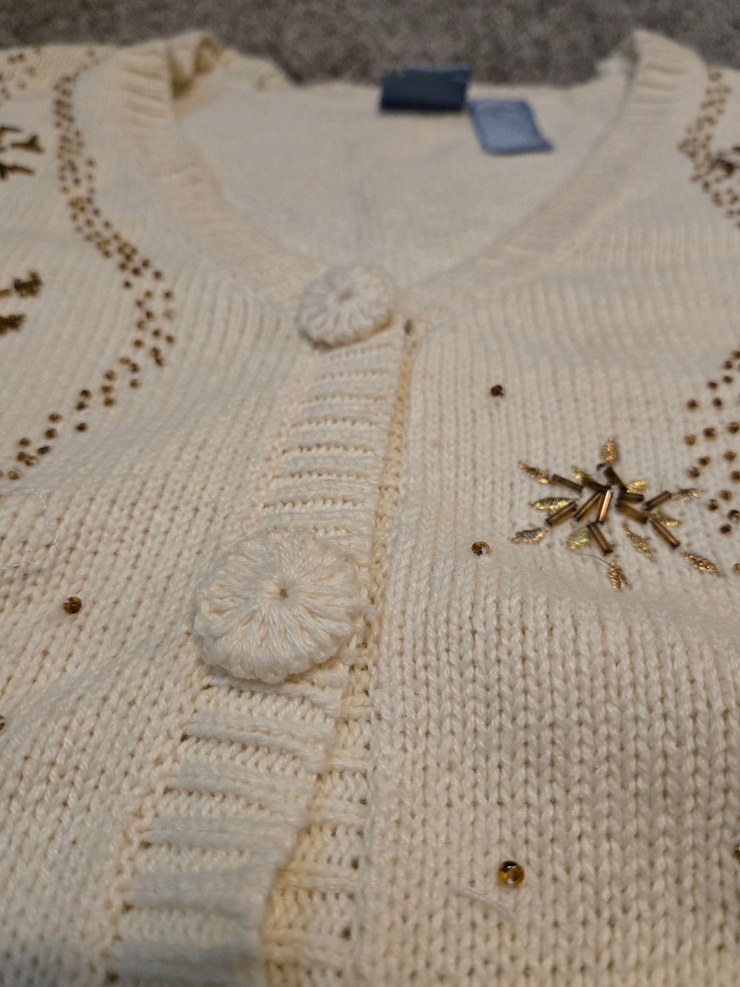 Holiday Button Up Vest Medium  Knit