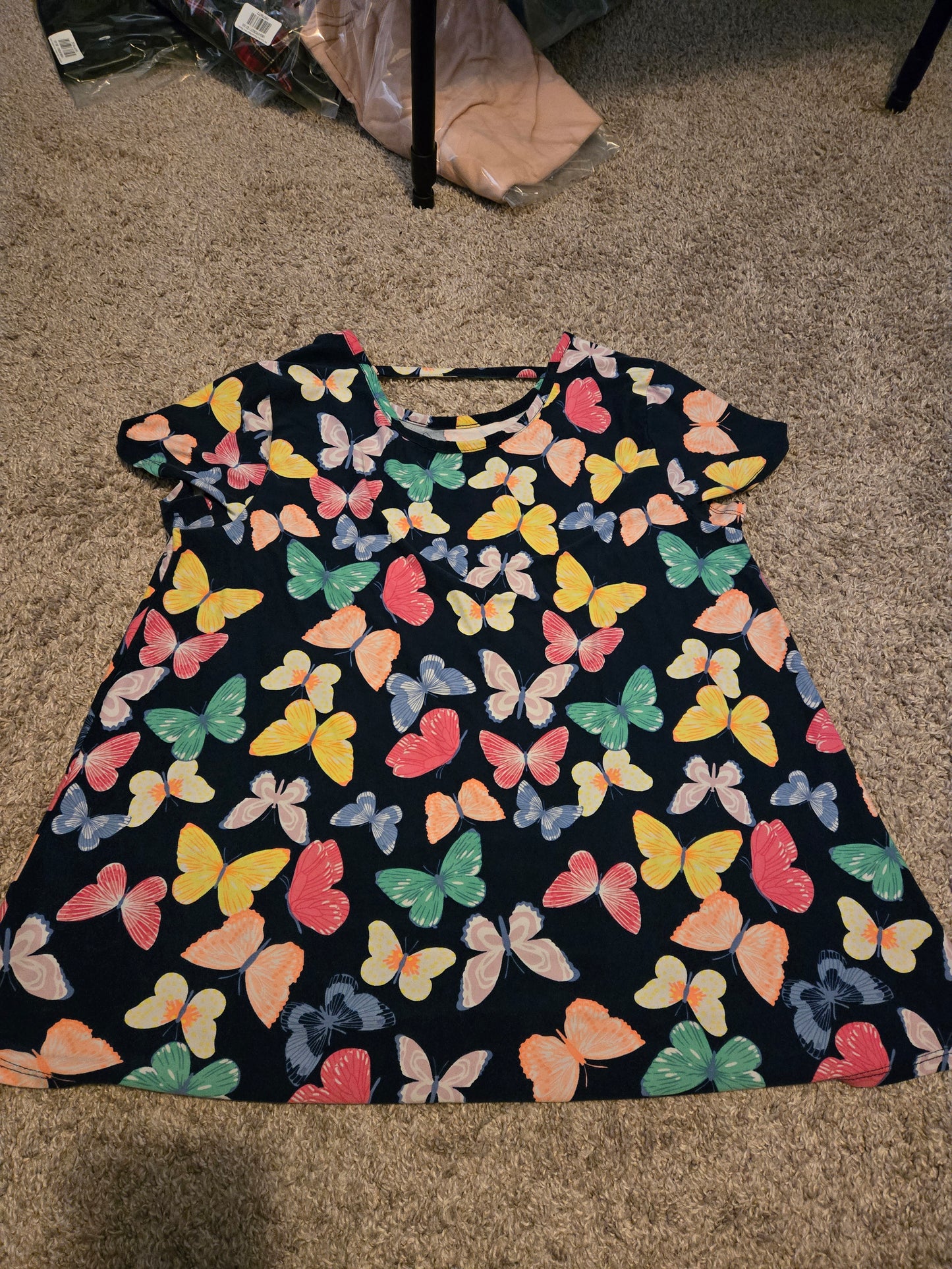 Wonder Nation Butterfly Shirt Top Shirt Girls Black XL (14-16)