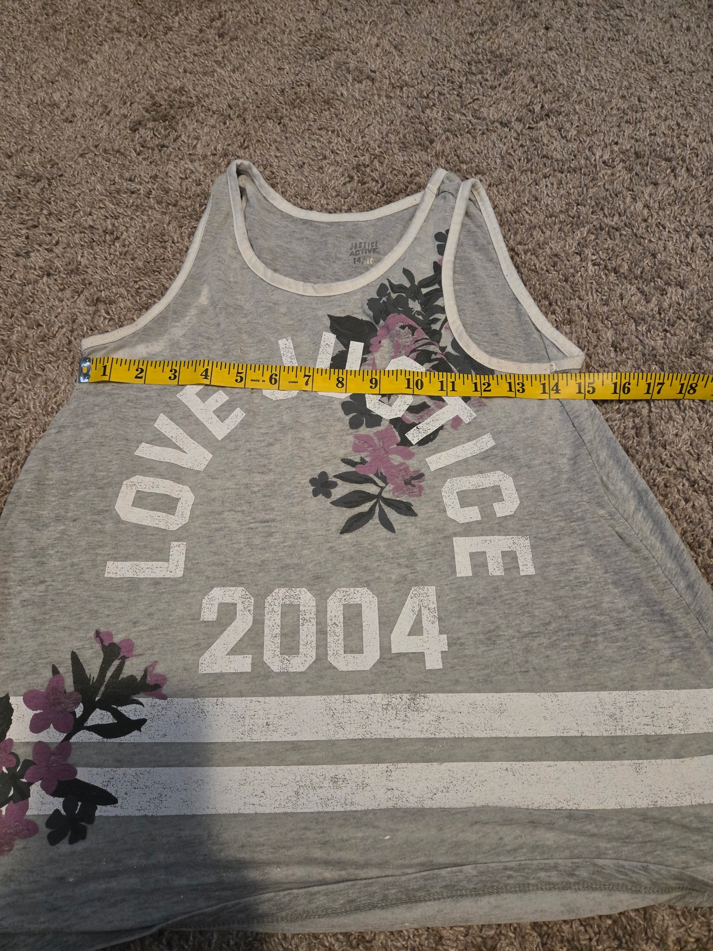 Love Justice 2004 Youth Gray Sleeveless Tank Top