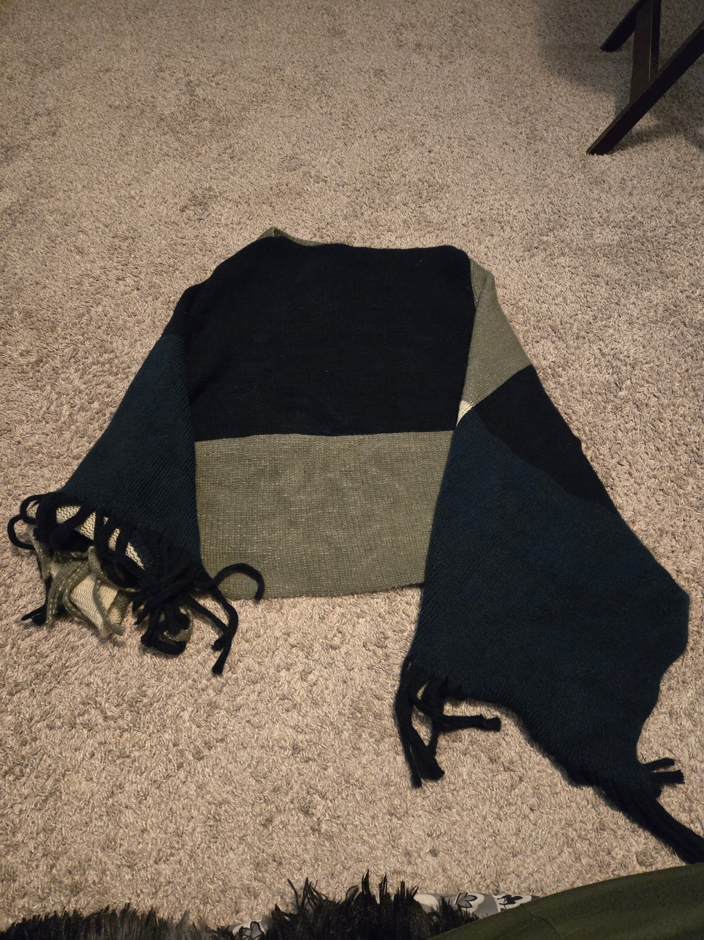 Blue and Gray Striped Sweater Poncho style Cardigan