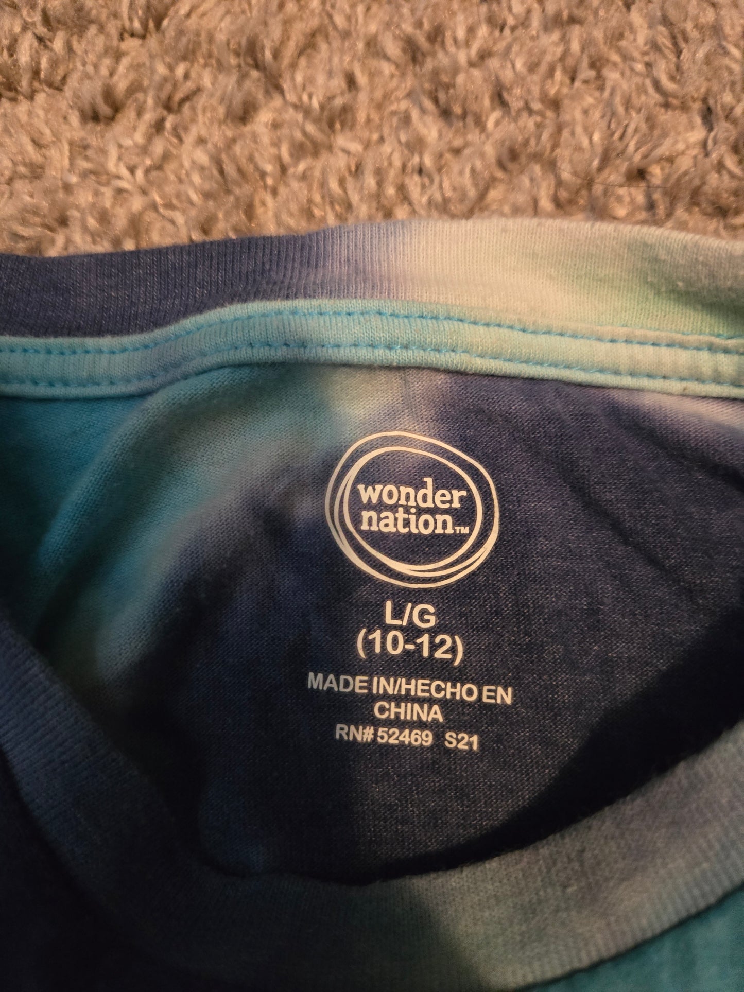 Wonder Nation Blue and Gree Tie Dye Short Sleeve TShirt