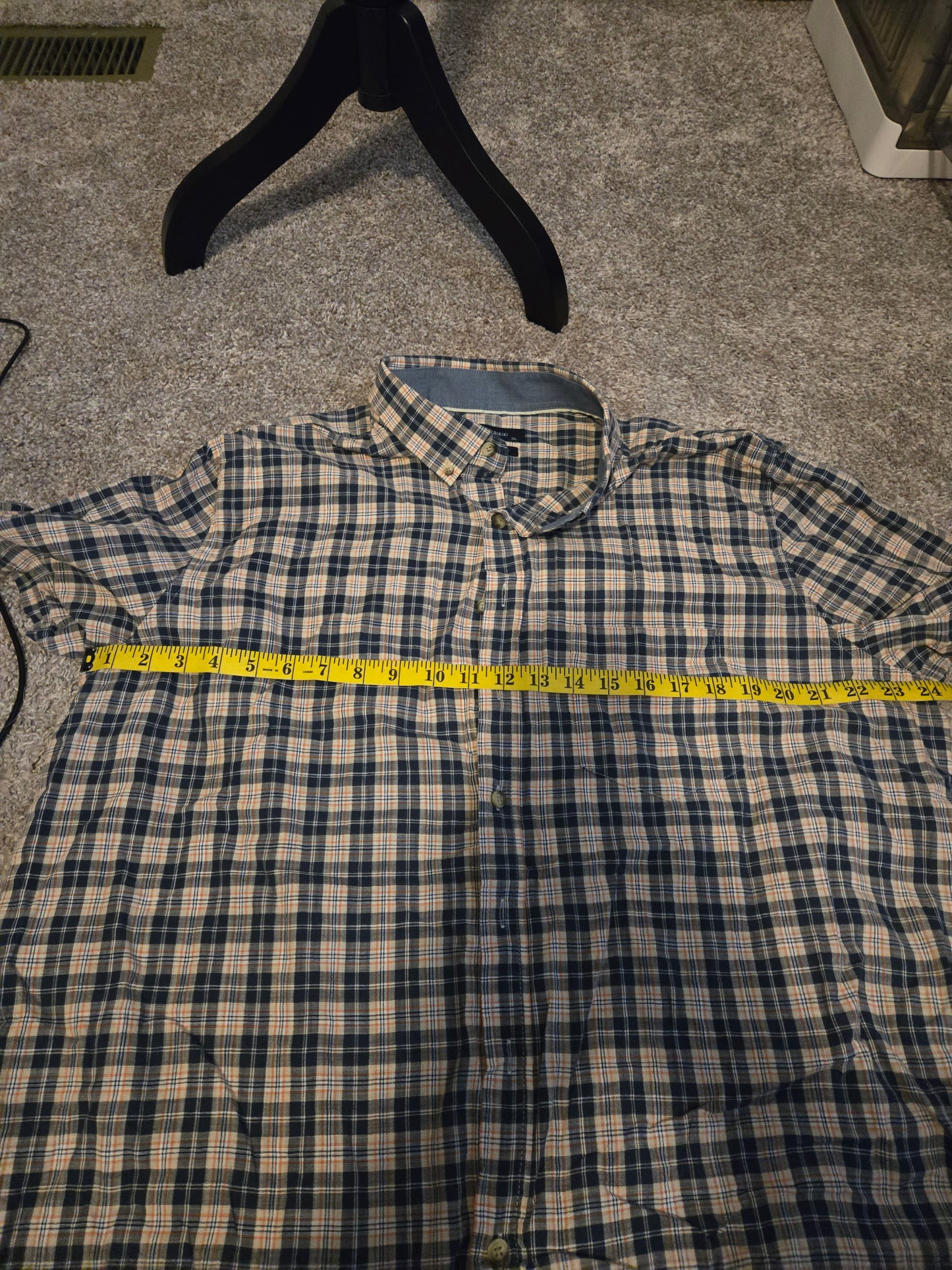 Waikiki Plaid Blue White Short Sleeve Shirt Button Up