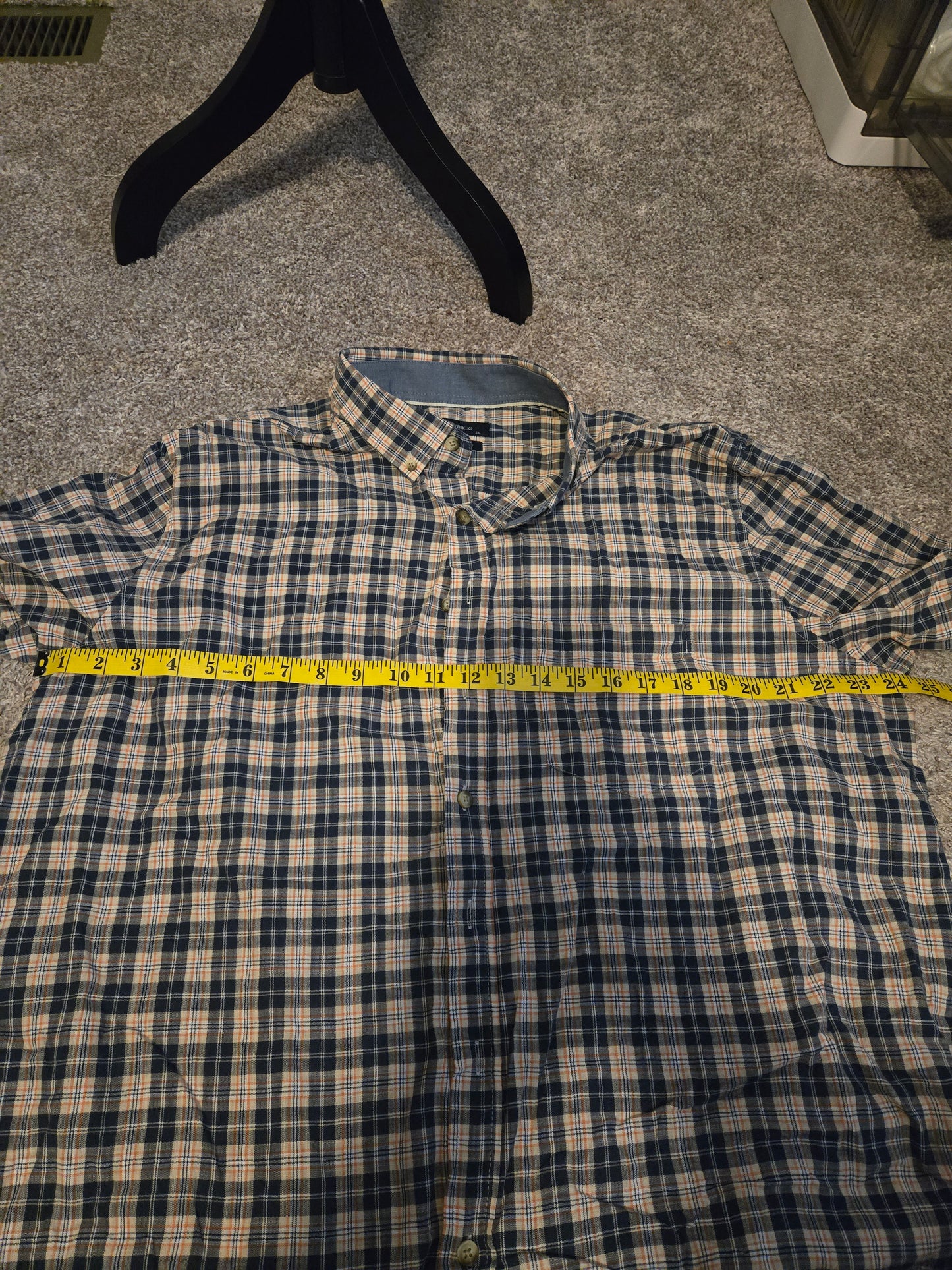 Waikiki Plaid Blue White Short Sleeve Shirt Button Up