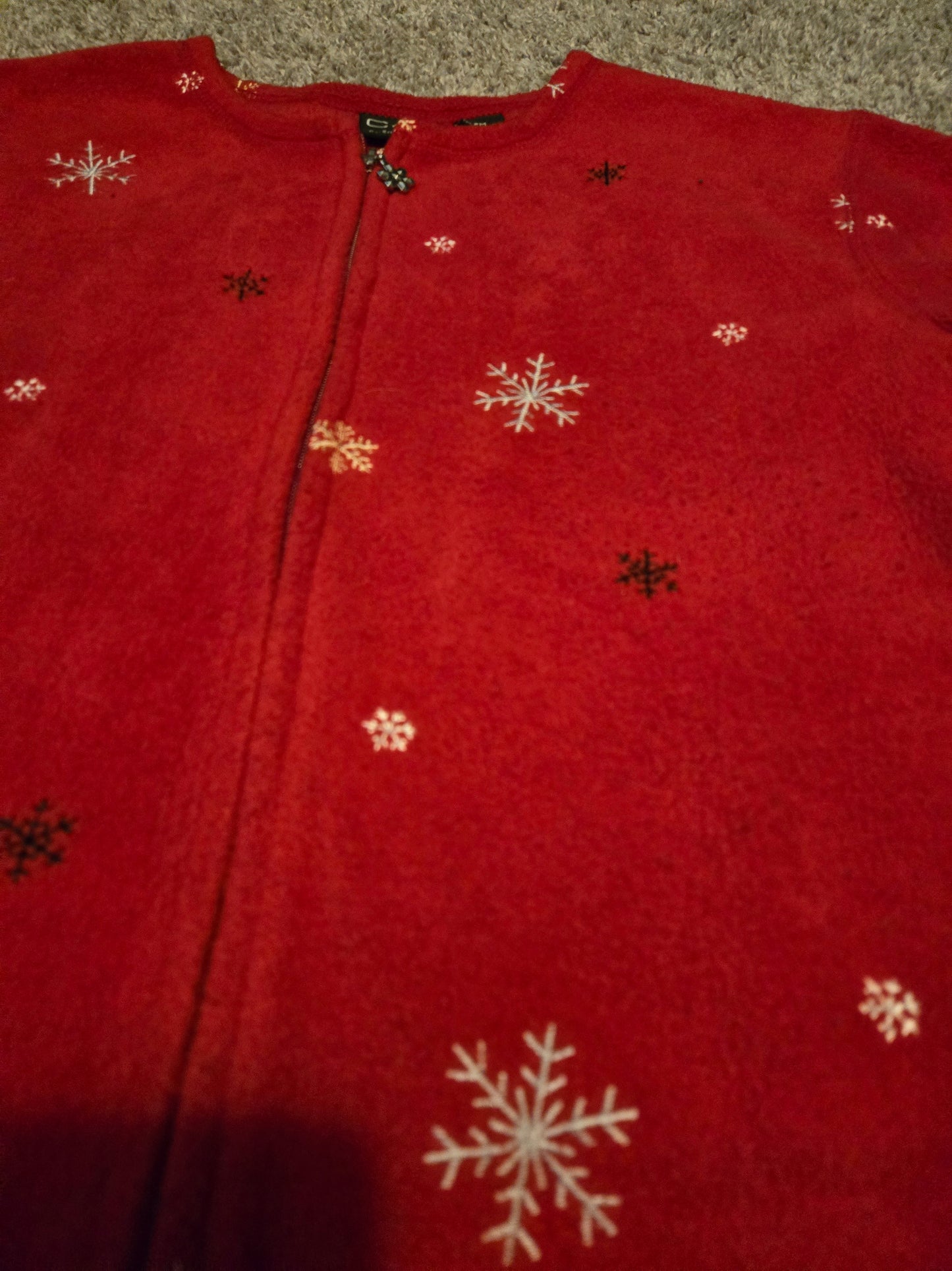 C&B Sport Petite Fleece Zip Up Long Sleeve Red Sweater