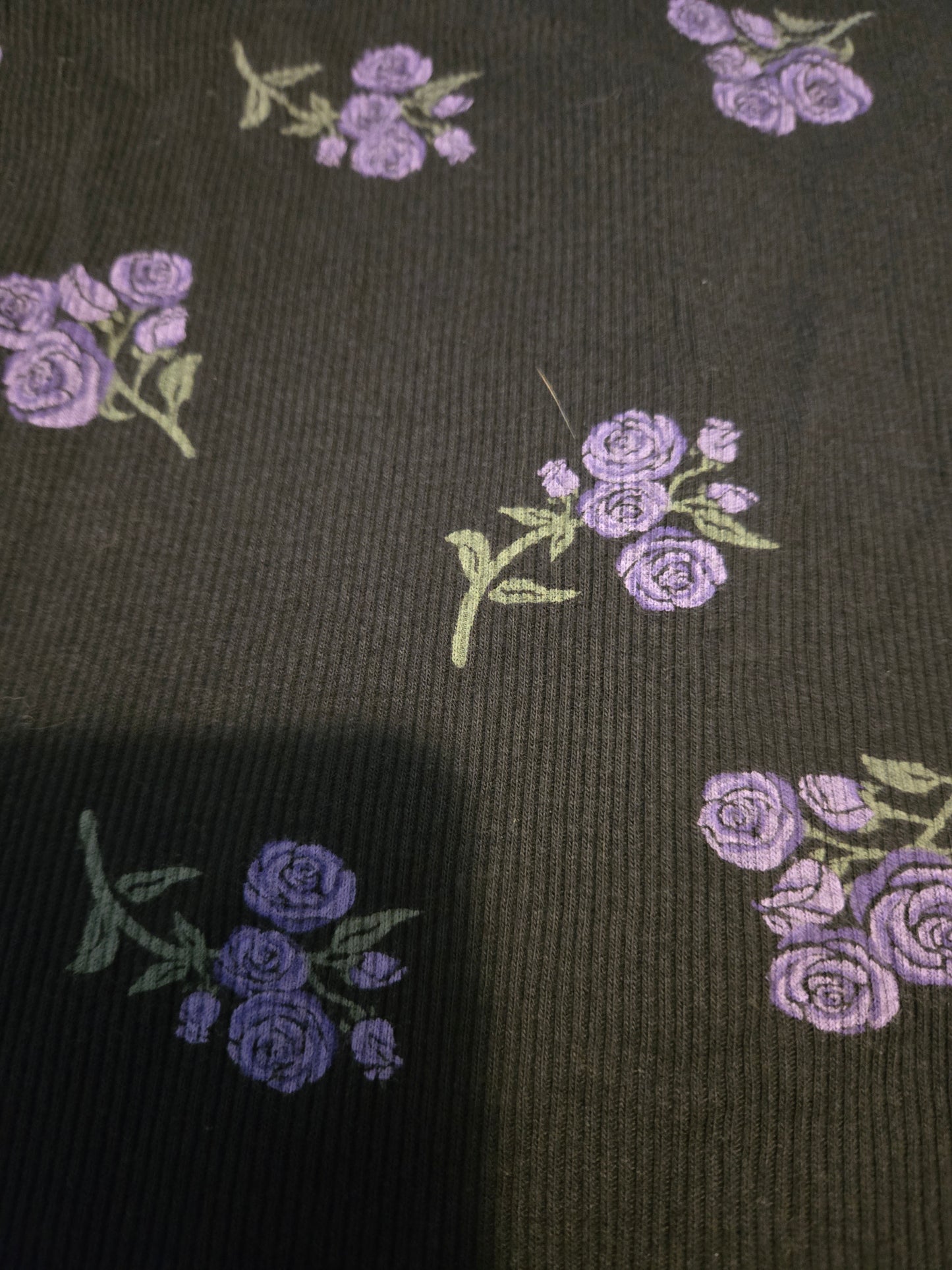 There Abouts Black and Purple Floral Button Up Short Sleeve TShirt
