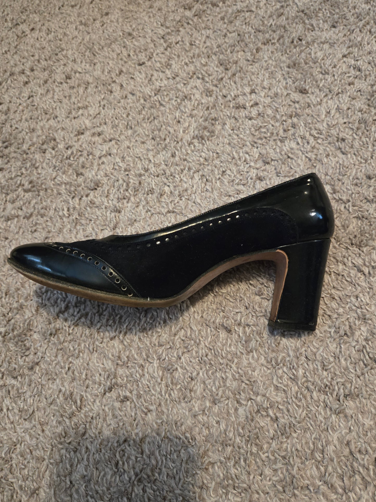 Saks Fifth Ave Navy Blue Felt High Heels