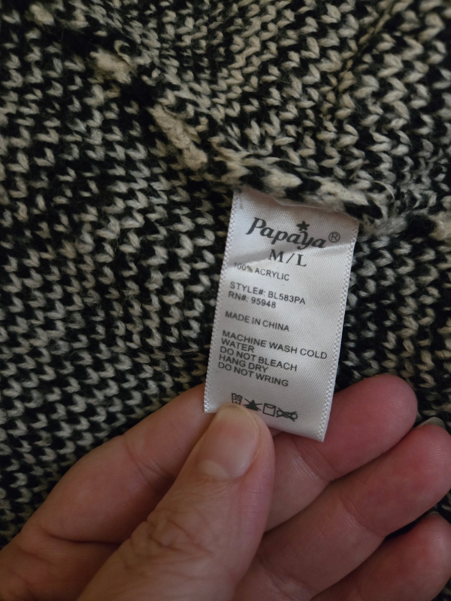 Papaya Knit Cardigan Black And White Medium
