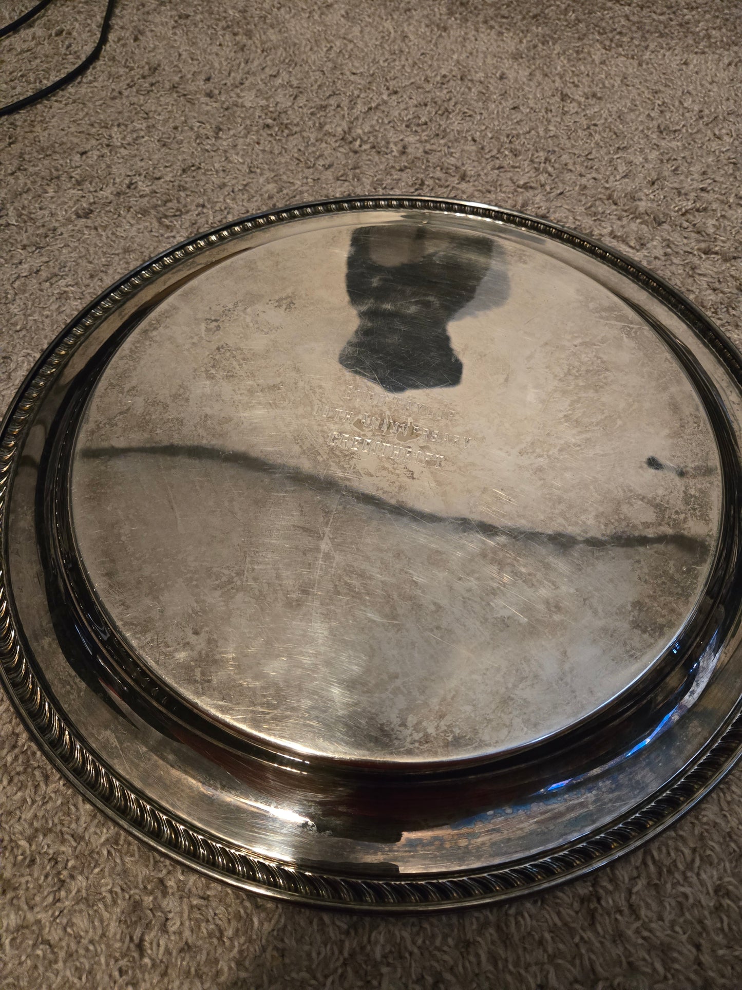 Silver Plated 14.5 In Serving Tray 10th Anniversary Credithrift