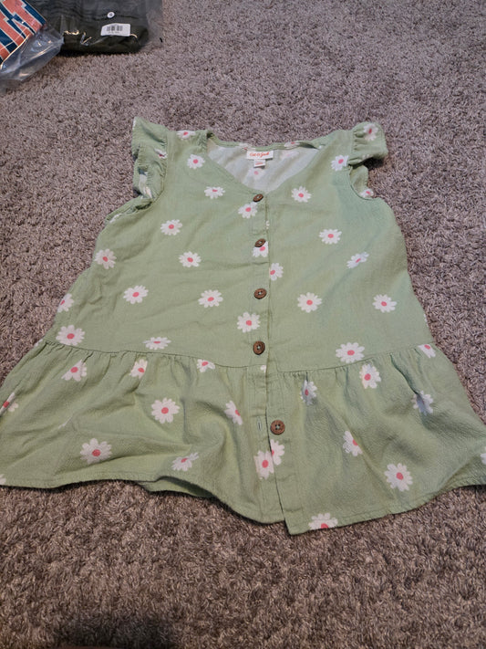 Cat & Jack Girls Green  Floral Print Dress Size XLarge