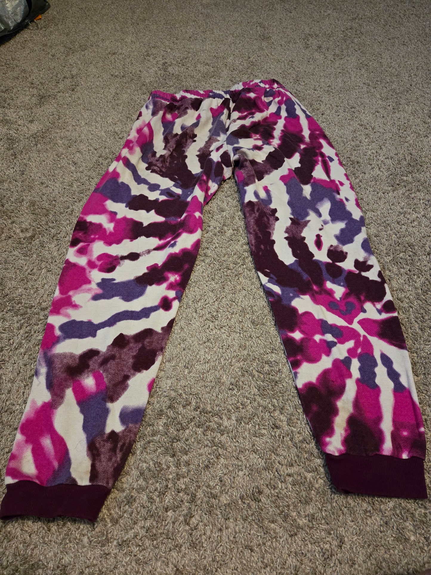 Girls Justice Sweat Pants XL Plus Petite,  tie dye, Purple And White