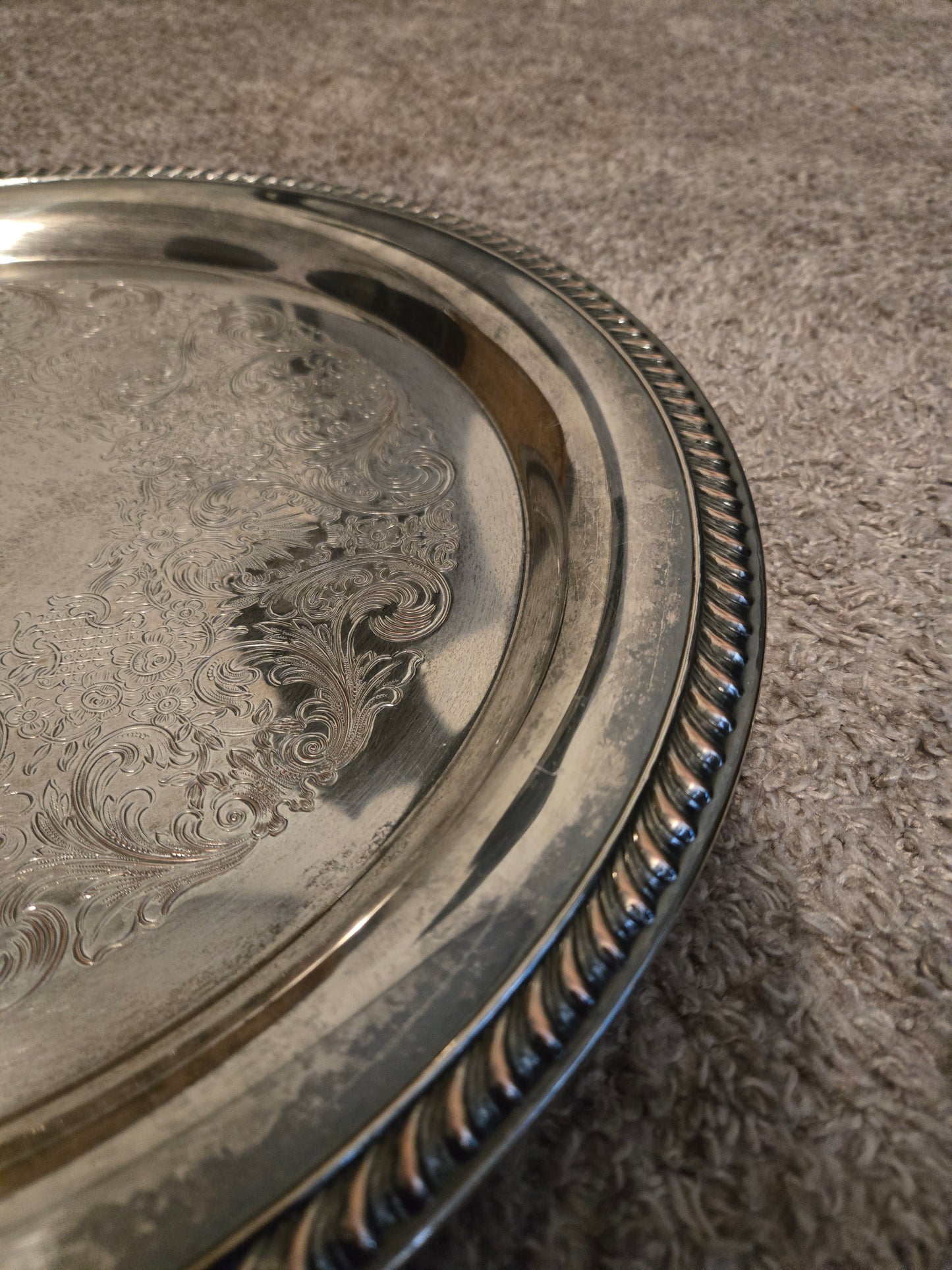 Silver Plated 14.5 In Serving Tray 10th Anniversary Credithrift